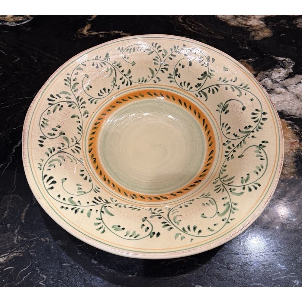 Crate & Barrel EMILIA 14" Large Round Serving Pasta Bowl Made In Italy